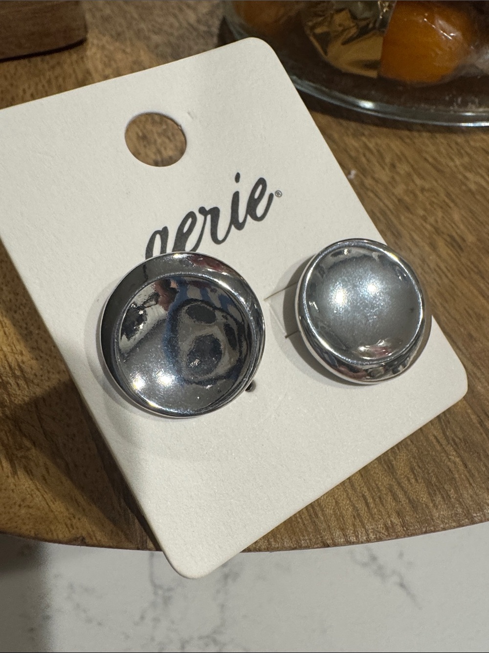 aerie Silver Metal Button Accent Pair